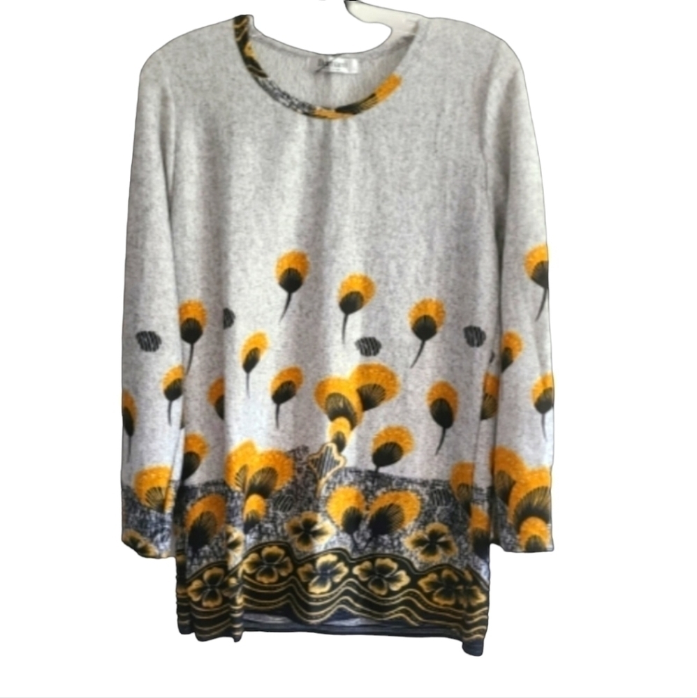 DOMANI Cotton Blend Floral Print Tunic Top Size Medium NWT
